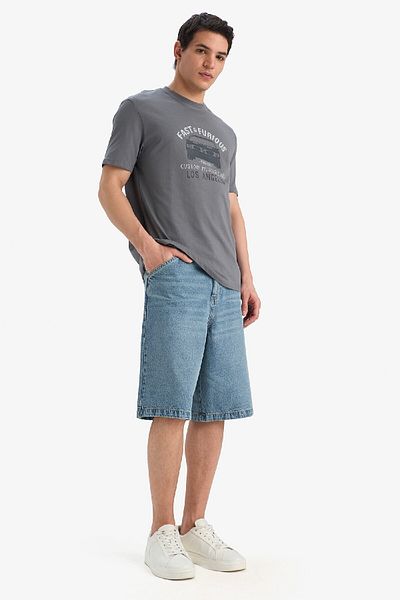 DeFacto 100% βαμβάκι Fast & Furious Regular Fit Crew λαιμόκοψη κοντομάνικο μπλουζάκι E0621ax25sm