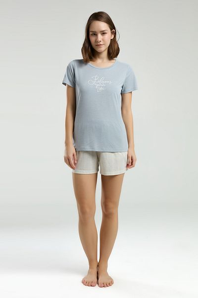 The Clover Set de pijamale Sister pentru femei - cu mâneci scurte și pantaloni scurți din jerseu