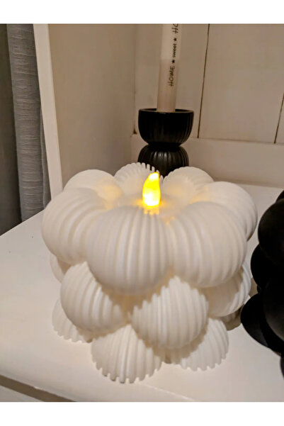 genomera Dikey Çizgili Model Büyük Baloncuklu Led Mumluk