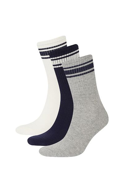 DeFacto Men's Comfortable Elastic 3-Piece Cotton Socks D9648Axns