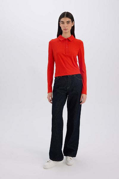 DeFacto Polo Neck Slim Fit Long Sleeve Camisole T-Shirt - D8720Ax24Au