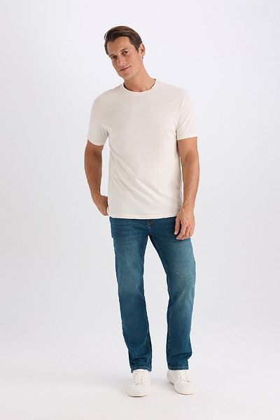 DeFacto Nové jednoduché tričko s krátkým rukávem Regular Fit Crew Neck E1091Axns
