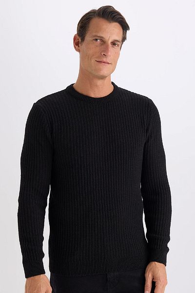 DeFacto Standard Fit Crew Neck Textured Knitwear Sweater 3196334