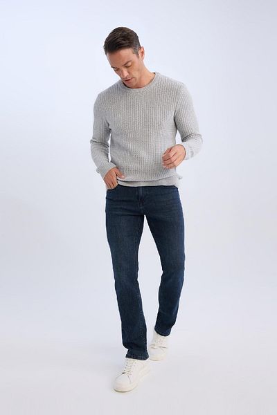 DeFacto Standard Fit Crew Neck Textured Knitwear Sweater E0811Axns