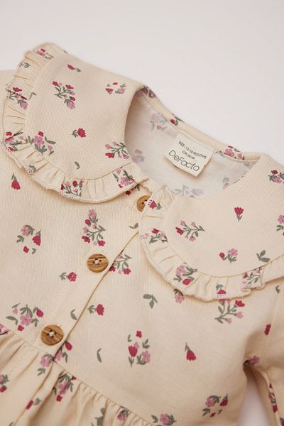 DeFacto Langärmliges Twill-Kleid mit Blumenmuster für Babys D9552A525SP