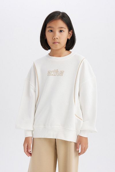 DeFacto Girls Oversize Wide Fit Crew Neck Printed Sweatshirt D9784A825Sp