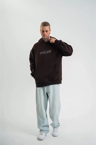modaserdem Unisex Φούτερ με κουκούλα με τρεις κλωστές - Καφέ