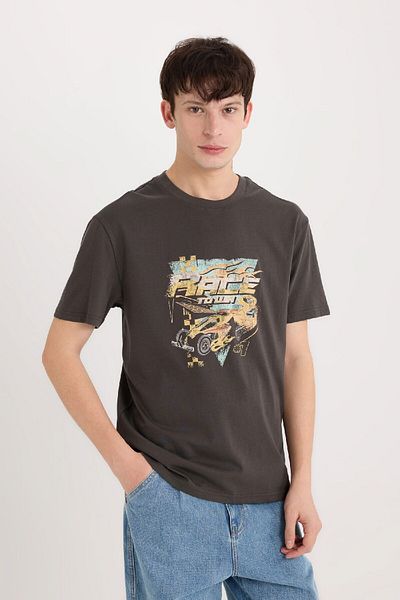 DeFacto Koszulka z krótkim rękawem i okrągłym dekoltem Hot Wheels wykonana w 100% z bawełny D6816ax25sp