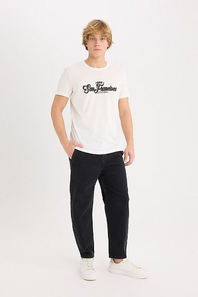 DeFacto 100% Cotton Slim Fit Slim Fit Crew Neck Printed Short Sleeve T-Shirt D5572Ax25Sp