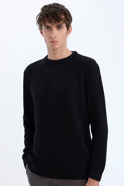 DeFacto Strukturierter Strickpullover mit Standard-Passform und Rundhalsausschnitt E0811axns