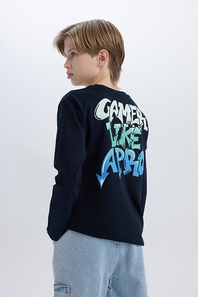 DeFacto Boy's Crew Neck Back Print Long Sleeve T-Shirt D7698A825Sp