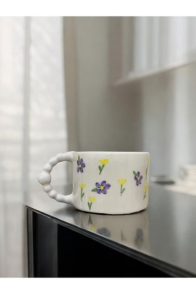 TERRACO Flower Pattern Handmade Ceramic Mug