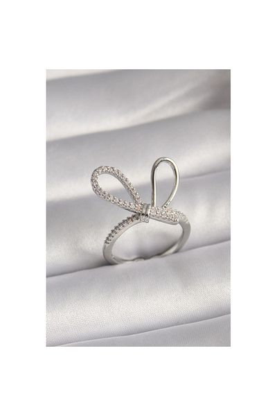 Skygo Brass Silver Color Zircon Stone Knot Model Women's Ring - Tj-byk3086