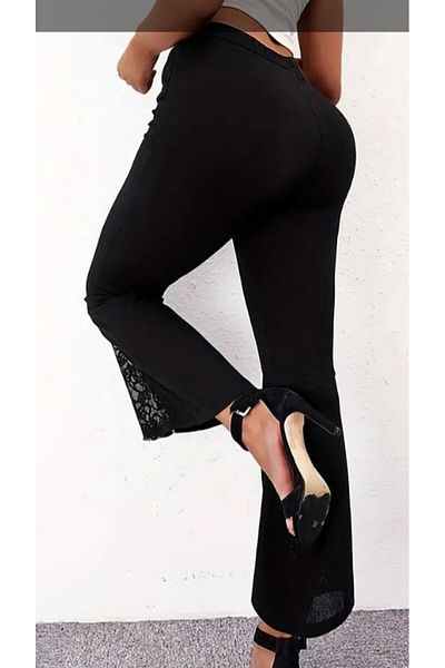 modaserdem Women's High Waist Heart Belt Lace Detailed Diver Pants