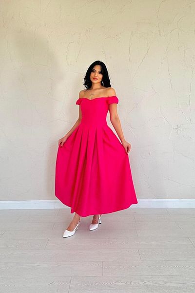 modaserdem Rochie jacquard fucsia