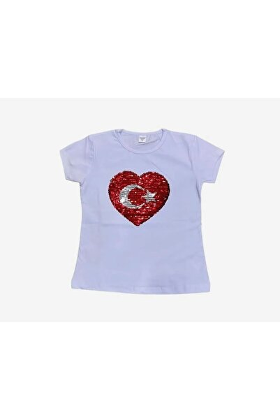 Nisu Tasarım Tricou cu mânecă scurtă cu paiete Ataturk pentru copii, cu steag...