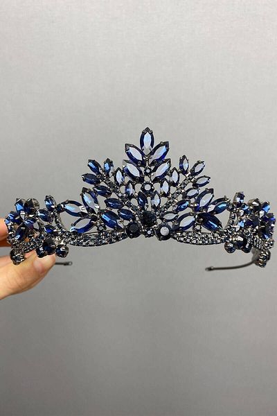 Hayalperest boncuk Navy Blue Berlin Bridal Crown – Special Design for Henna Night