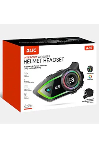 Blic A60 Su Geçirmez Işıklı Intercom Motosikelt Kask Kulaklığı