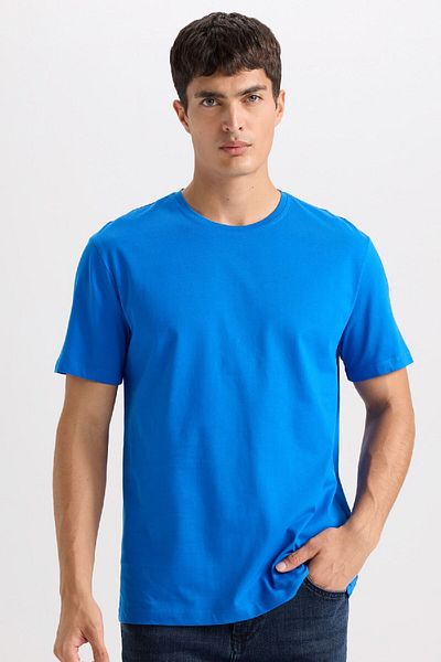 DeFacto Nové jednoduché tričko s krátkým rukávem Regular Fit Crew Neck E1091Axns