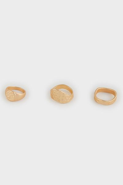 DeFacto Women's 3-Piece Matte Gold Ring E1331Axns