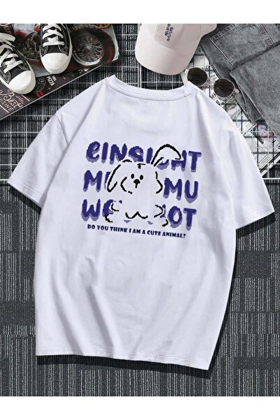 donamod Slatki ruksak sa životinjama Štampano beli unisex Oversize kroj T-shirt