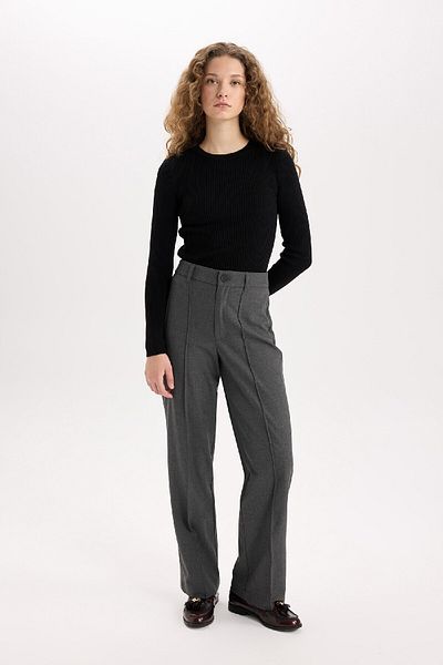 DeFacto Wide Leg Regular Waist Wide Leg Standard Length Classic Pants E1518Ax24Wn