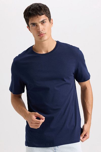 DeFacto Új Regular Fit Crew Neck Basic tömör rövid ujjú póló E1091axns