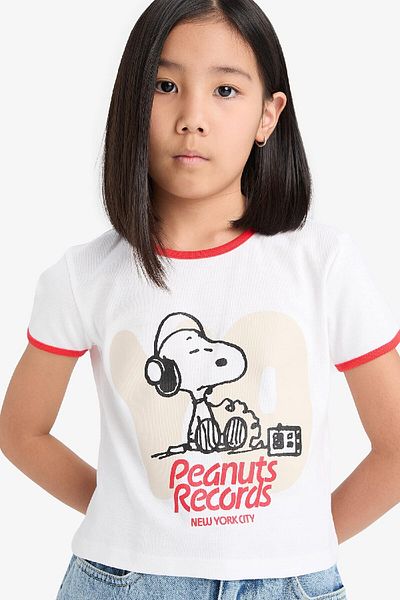 DeFacto Tricou cu mânecă scurtă pentru fete Snoopy Crop Crewneck Camisole E0869A825SM
