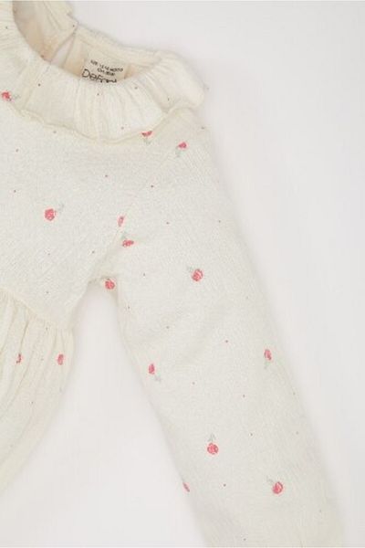 DeFacto Baby Mädchen Neugeborenen Blumen Langarm Body mit Druckknopf D9092A525SP