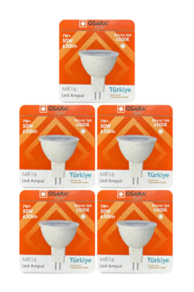 Osaka (5 Adet) Osaka 7W (50W) Beyaz Işık (6500K) G4 Duylu (İğne Bacak) Led Çanak Ampul