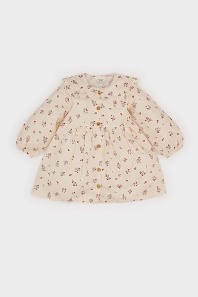 DeFacto Langärmliges Twill-Kleid mit Blumenmuster für Babys D9552A525SP