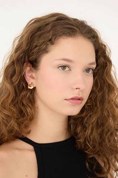 DeFacto Women's 2-Piece Matte Gold Earrings E1327Axns