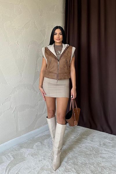 modaserdem Mink Pocket Short Vest