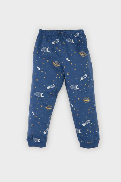 DeFacto Baby-Pyjama-Set für Jungen – gemusterte, kurzärmlige, elastische Hose mit langem Bund