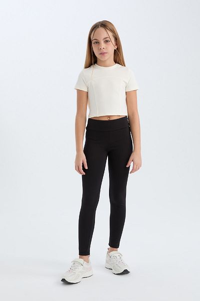 DeFacto Girls Slim Fit Slim Fit Crew Neck Short Sleeve T-Shirt D9789A825Sm