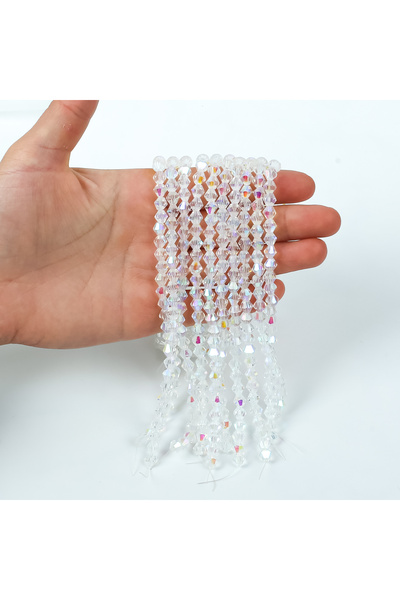 yfhobi 1 Dizi ( 42-45 Adet ) - 6 mm Piramit Kristal Cam Boncuk Dizisi, Şeffaf...