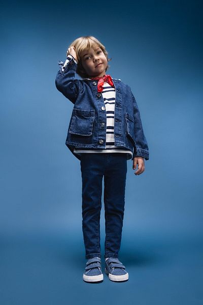 DeFacto Jachetă de jeans cu buzunar cu glugă pentru bebeluși E0285a525sp