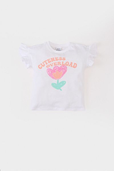 DeFacto Baby Girl Crew λαιμόκοψη φλοράλ κοντομάνικο μπλουζάκι E0682a525sm