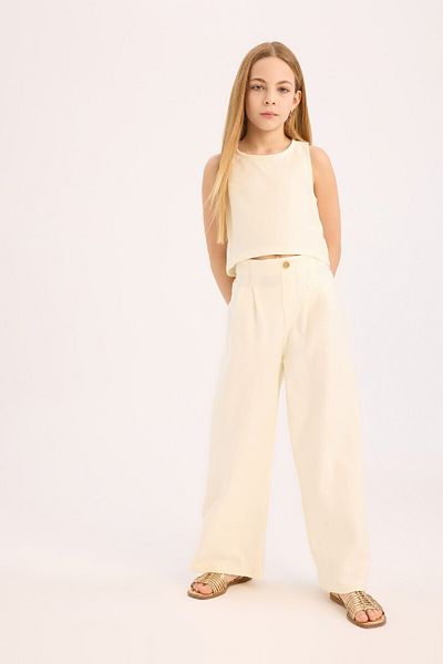 DeFacto Girl's 2-Piece Suit Blank Tank Top and Strong Leg Pants