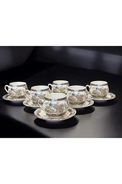 Kosova Züccaciye Lal-ı Zar Klasik Desenli Türk Kahvesi Fincan Takımı (6 Kişil...