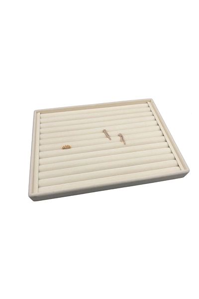 Aydın Decor صندوق حامل حلقي هوت دوج محلي كبير الحجم من جلد الغزال الكريمي (AYDINDECOR)