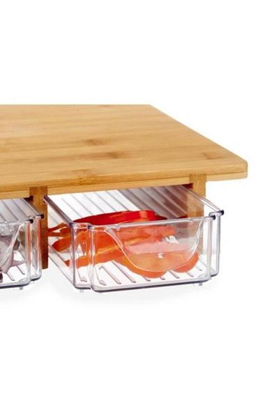 Kinvale Vegetable, fruit, food chopper, bamboo, with 3 storage compartments, 40 x 28 X 6 cm