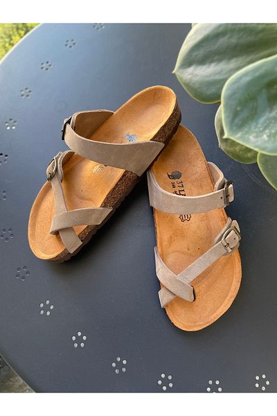 Land of Cork Flip-flops din piele naturală cu talpă anatomică din plută