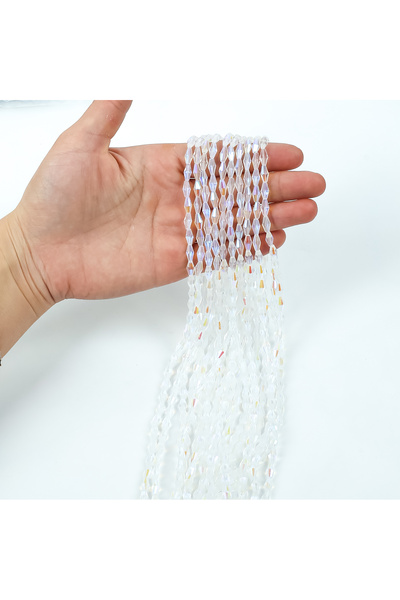 yfhobi 1 Dizi ( 60-65 Adet ) - 4x8 mm Arpa Mekik Kristal Cam Boncuk Dizisi, Ş...