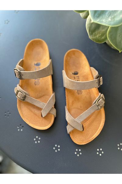 Land of Cork Flip-flops din piele naturală cu talpă anatomică din plută