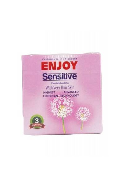 Enjoying إنجوي طقم واقي ذكري رقيق من 3 قطع - وردي