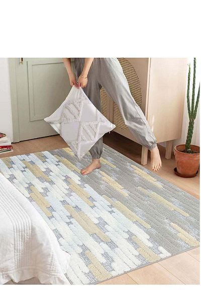 ALMUFARREJ Rectangular Soft Touch Carpet Grey /White/Beige 120x180 cm