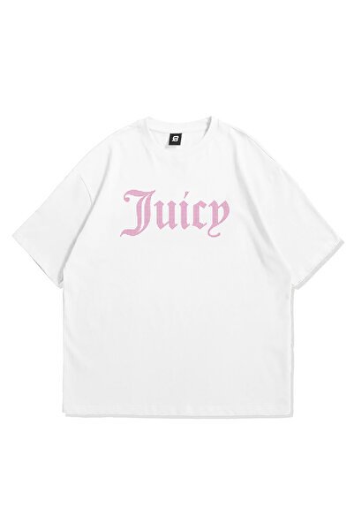 3 ROPE Соковита футболка з рожевими стразами з принтом з каменів великого розміру Футболка білого кольору