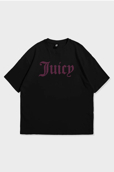 3 ROPE Μπλουζάκι με στάμπα με ροζ πέτρα Juicy Rhinestone Μαύρο