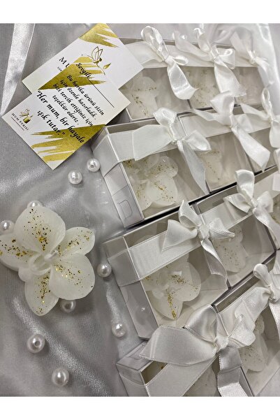 periisii 20 Adet Beyaz Kutulu Orkide Mum Hediyelik, Nişan, Düğün, Söz, Kına, ...